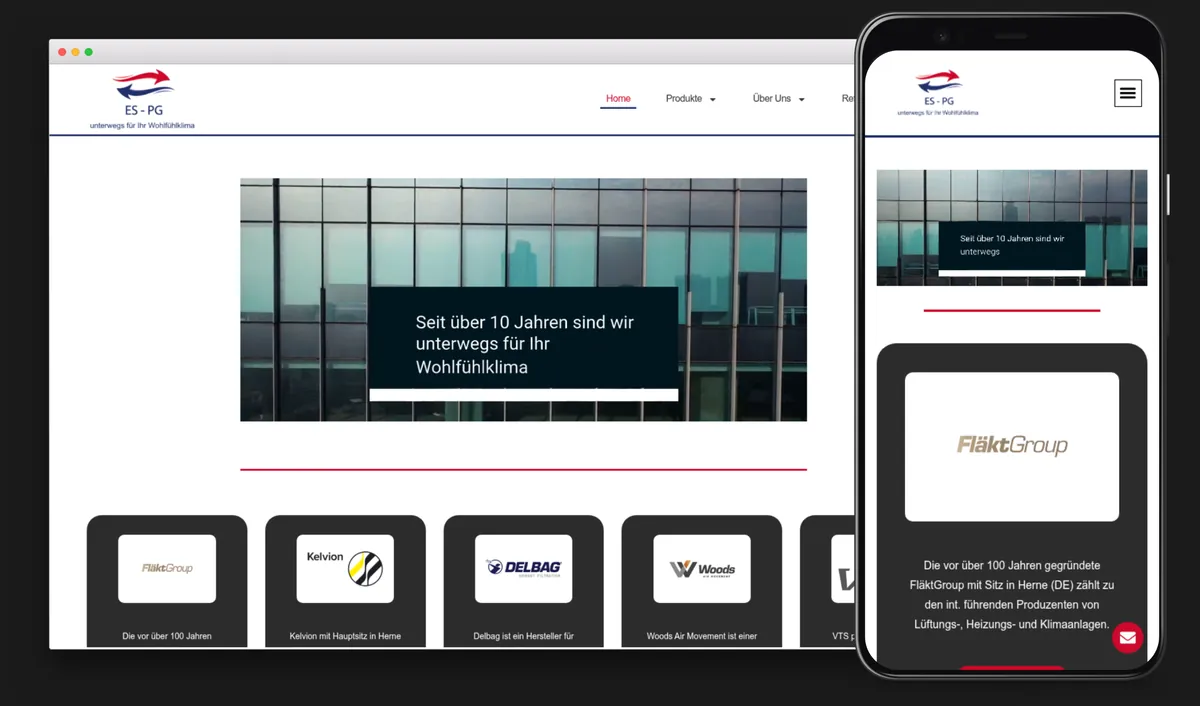 Webseite von Energy Systems AG